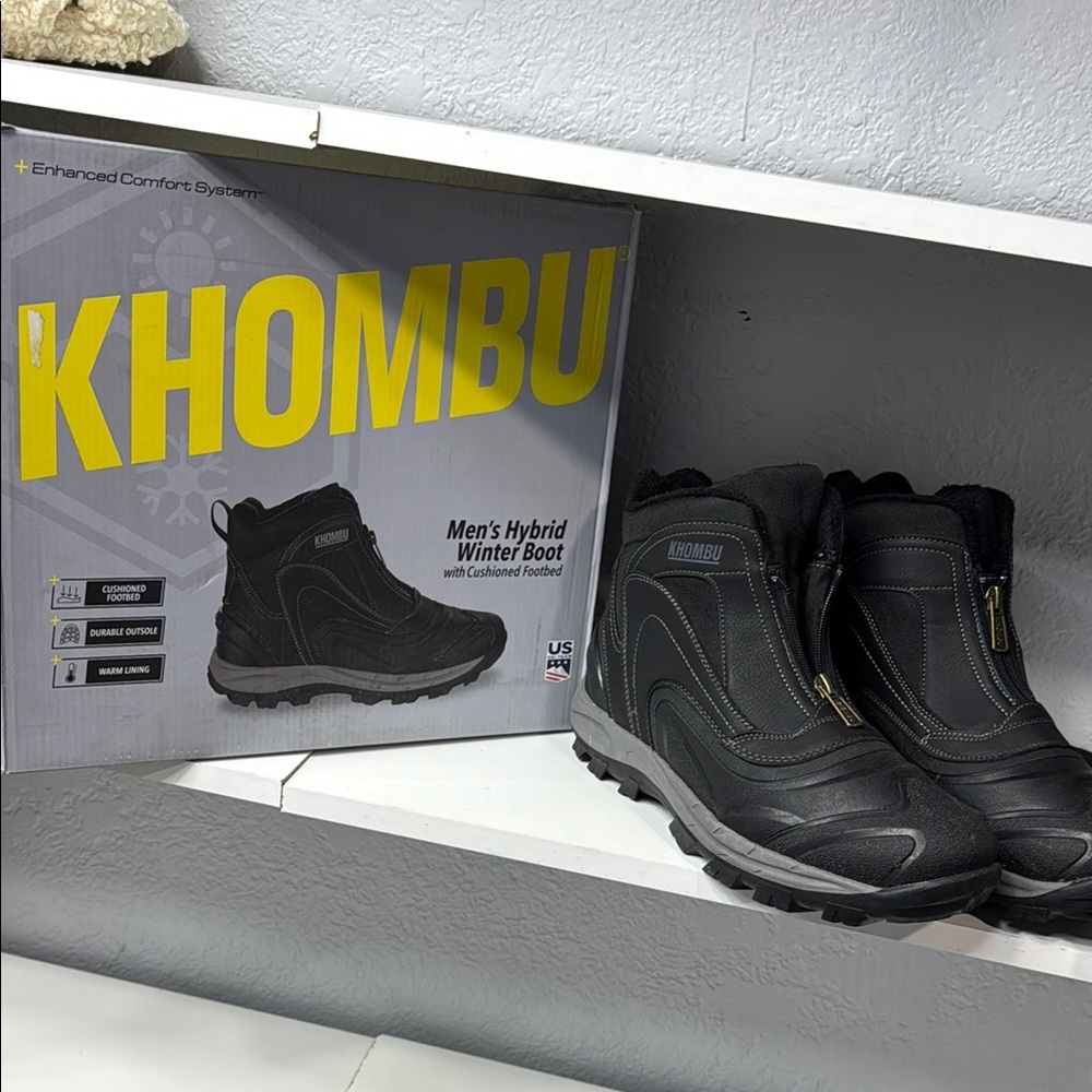 Khombu Black Rain & Snow Boots Waterproof Design